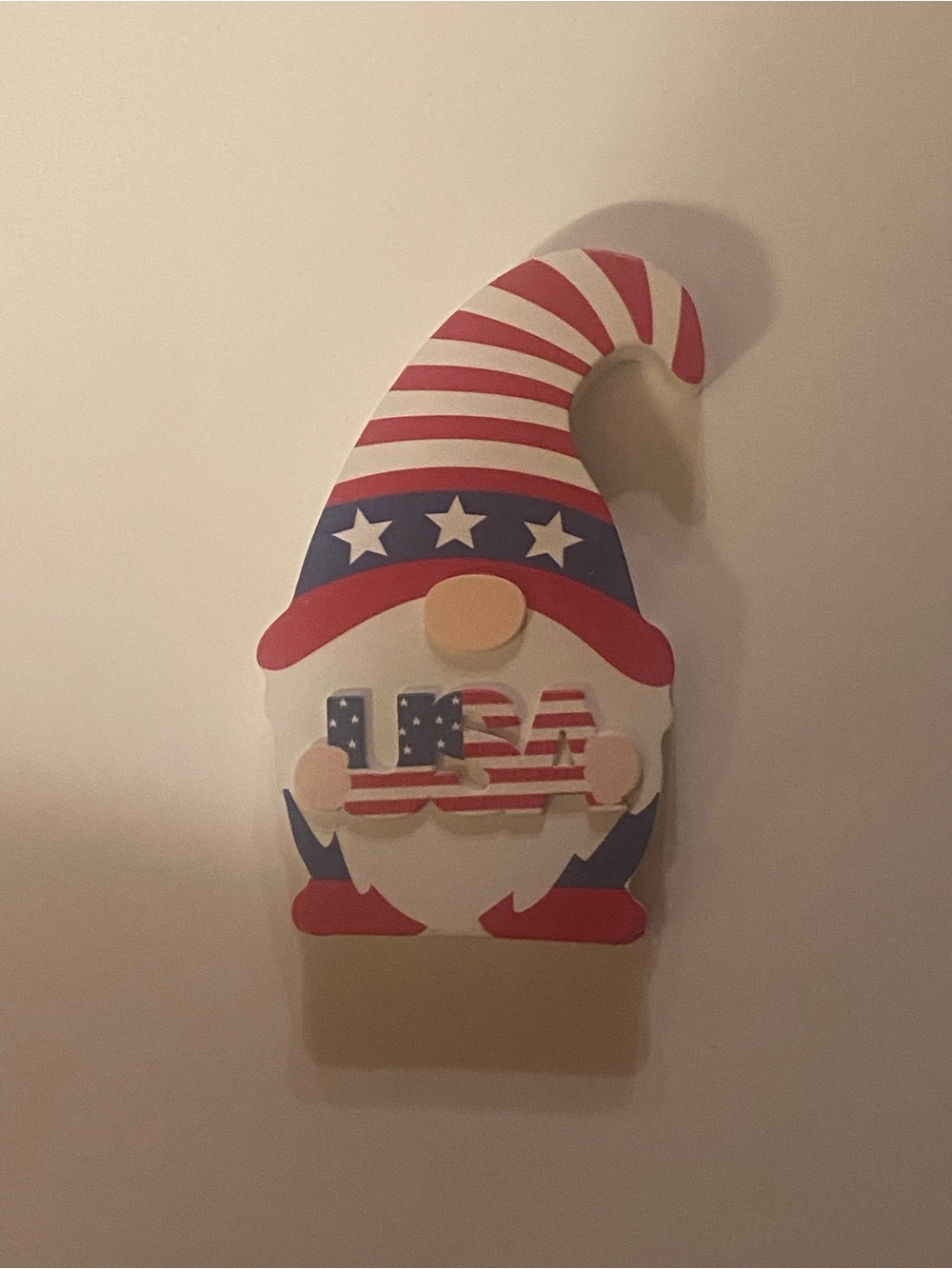 Patriotic Gnome - USA Red, White & Blue. Carved in wood